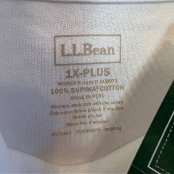 WHITE L.L.Bean Women's Pima Cotton Tee, Long-Sleeve Cowlneck - Picture 5 of 8